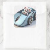Klik en vroom: Puppy Driver Edition Vierkante Sticker (Tas)