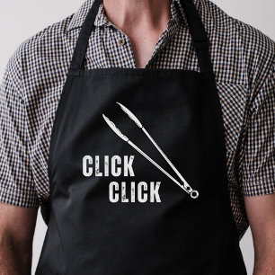 Klik Klik Grappig Minimaal Zwarte Barbecue Tang Schort