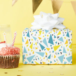 Klik op favoriet ontwerp Geel en blauw driehoek Cadeaupapier