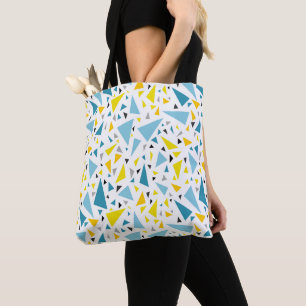 Klik op favoriet ontwerp Geel en blauw driehoek Tote Bag
