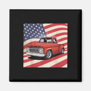 Klik op oude pick-up truck Amerikaanse vlag voor 4 Magneet