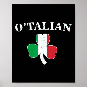Klik O'taliaanse klaver en Italië vlag Iers St. Pa Poster