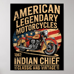 Klik & Vintage Amerikaanse Motorfiets Indian Born Poster