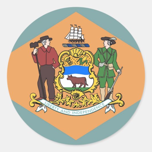 Klikker met vlag van Delaware Ronde Sticker (Voorkant)