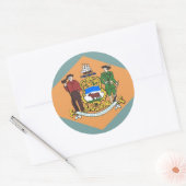 Klikker met vlag van Delaware Ronde Sticker (Envelop)