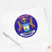 Klikker met vlag van Michigan Ronde Sticker (Envelop)