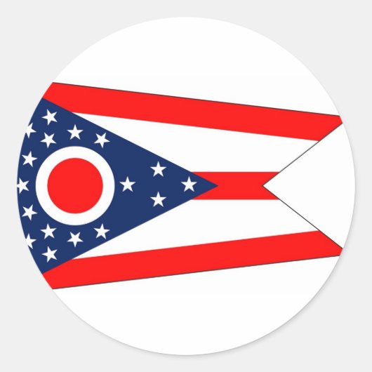 Klikker met vlag van Ohio Ronde Sticker (Voorkant)
