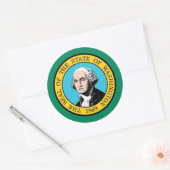 Klikker met vlag van Washington Ronde Sticker (Envelop)