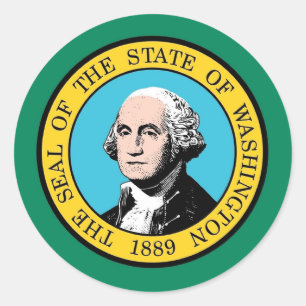 Klikker met vlag van Washington Ronde Sticker