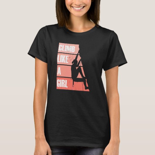 Klim als een meisje klimmer t-shirt (Voorkant)