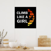Klim als een meisje rotsklimmende vrouw poster (Keuken)