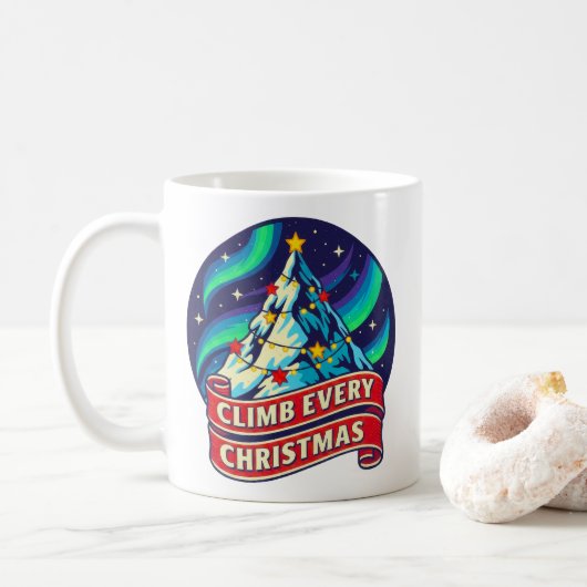 Klim elke Kerstmis Berg Ontwerp Koffiemok (Met donut)