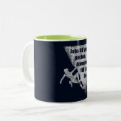 Klim, klimietprijsopgave. Inspirerend Gezegde. Tweekleurige Koffiemok (Voorkant links)