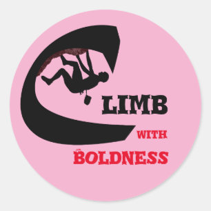 Klim met durf - Rock Climbing Design Ronde Sticker