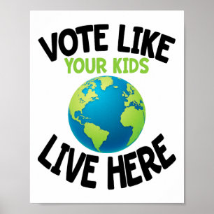 Klimaatactivist Shirt op Aardodag Ouder kind Poster