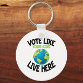 Klimaatactivist Shirt op Aardodag Ouder kind Sleutelhanger (Voorkant)
