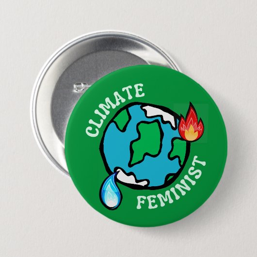 Klimaatfeministische Button (groen) (Voorkant /achterkant)