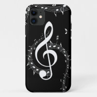 Klimaatmuziek van G Clef White op zwart