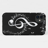 Klimaatmuziek van G Clef White op zwart Case-Mate iPhone Case (Achterkant (horizontaal))