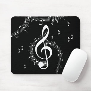 Klimaatmuziek van G Clef White op zwart Muismat
