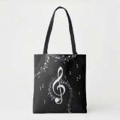 Klimaatmuziek van G Clef White op zwart Tote Bag (Voorkant)