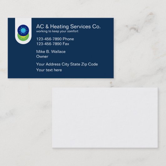 Klimaatregeling en verwarming visitekaartje (Voorkant / Achterkant)