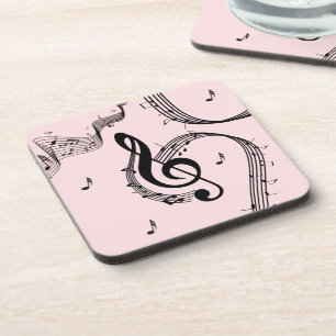 Klimaatroze G Clef Music Pink Bier Onderzetter