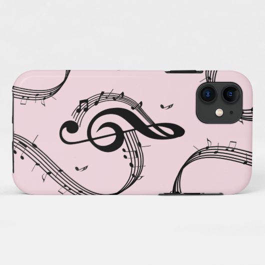 Klimaatroze G Clef Music Pink Case-Mate iPhone Case (Achterkant (horizontaal))