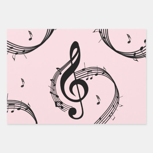 Klimaatroze G Clef Music Pink Inpakpapier Vel (Voorkant 2)