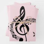 Klimaatroze G Clef Music Pink Inpakpapier Vel (In situ)