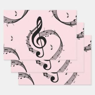 Klimaatroze G Clef Music Pink Inpakpapier Vel