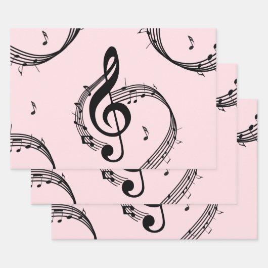Klimaatroze G Clef Music Pink Inpakpapier Vel (Set)