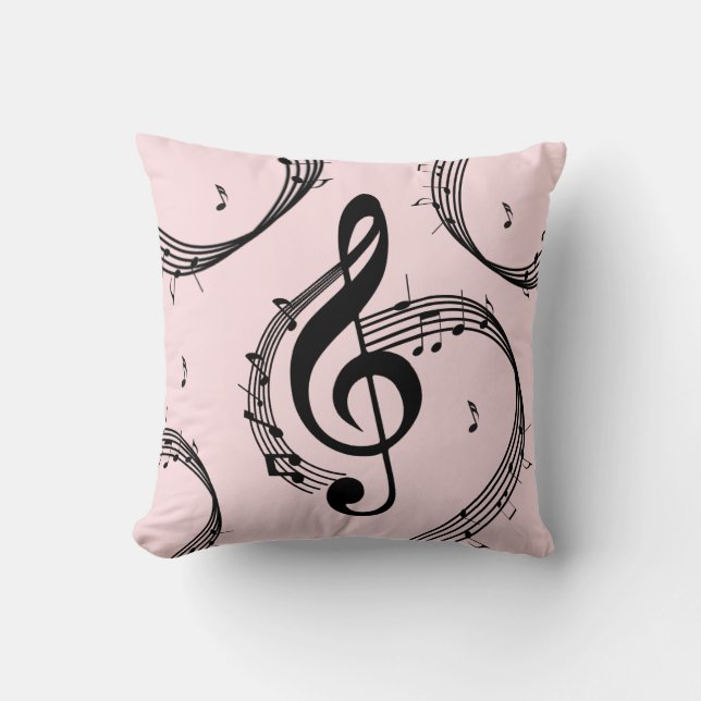 Klimaatroze G Clef Music Pink Kussen (Voorkant)