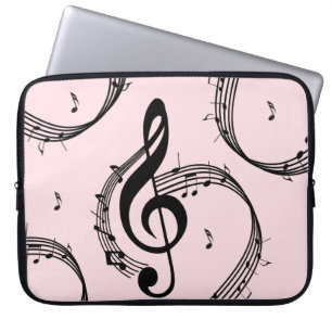 Klimaatroze G Clef Music Pink Laptop Sleeve