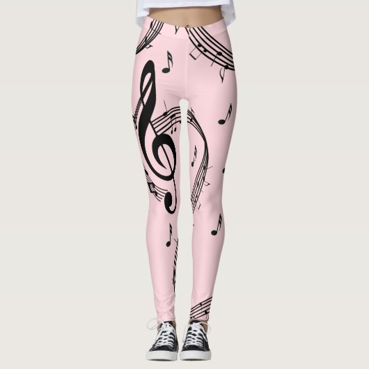 Klimaatroze G Clef Music Pink Leggings (Voorkant)