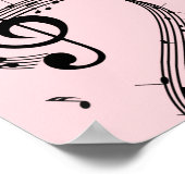 Klimaatroze G Clef Music Pink Poster (Hoek)