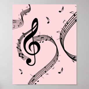 Klimaatroze G Clef Music Pink Poster