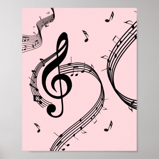 Klimaatroze G Clef Music Pink Poster (Voorkant)