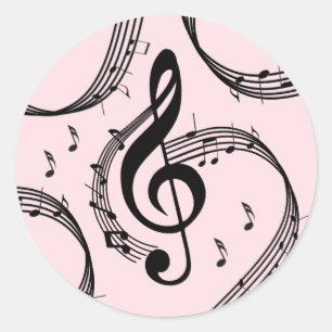 Klimaatroze G Clef Music Pink Ronde Sticker