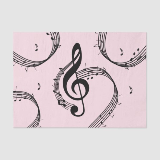 Klimaatroze G Clef Music Pink Tissuepapier (Voorkant)