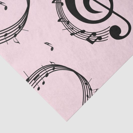 Klimaatroze G Clef Music Pink Tissuepapier (Detail)