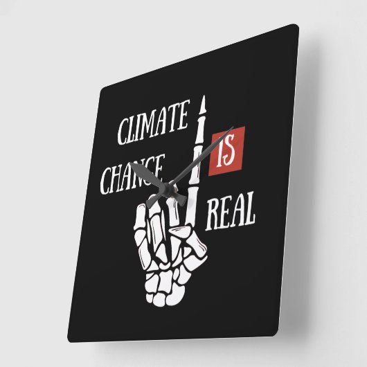 Klimaatuitdaging is echt milieubewustzijn vierkante klok (Hoek)