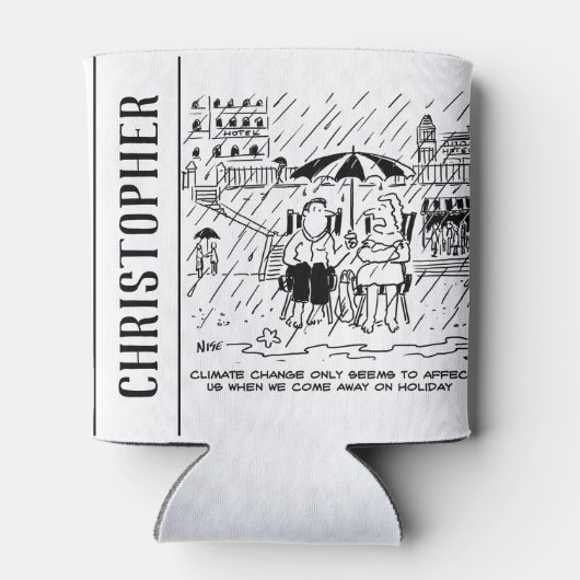 Klimaatverandering beïnvloedt een feestdag blikjeskoeler (Achterkant)