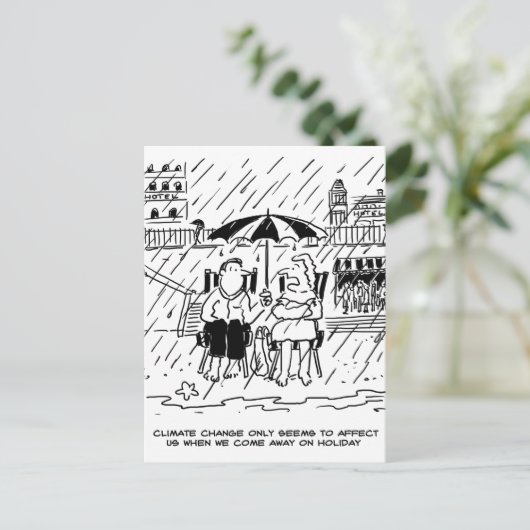 Klimaatverandering beïnvloedt een feestdag briefkaart (Staand voorkant)