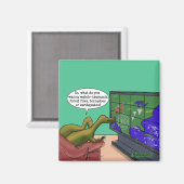 Klimaatverandering-dinosauriërs Parody-Cartoon Magneet (Voorkant / Achterkant)