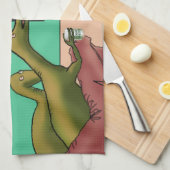 Klimaatverandering-dinosauriërs Parody-Cartoon Theedoek (Quarter Fold)