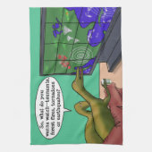 Klimaatverandering-dinosauriërs Parody-Cartoon Theedoek (Verticaal)