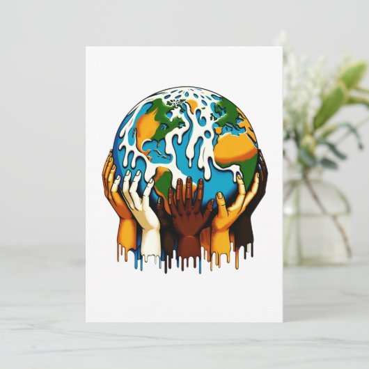 Klimaatverandering Global Unity Earth Design Feestdagenkaart (Staand voorkant)