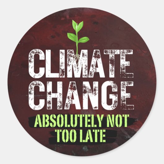 Klimaatverandering, het is niet te laat ronde sticker (Voorkant)