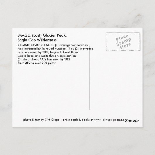 KLIMAATVERANDERING IN DE WALLOWAS BRIEFKAART (Achterkant)